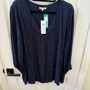 Skies Are Blue Deep Navy Blouse